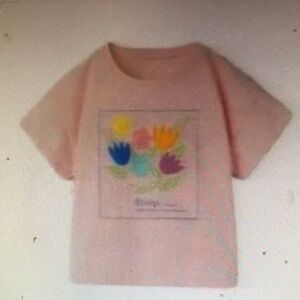 Pink T-Shirt with Colorful Floral Design